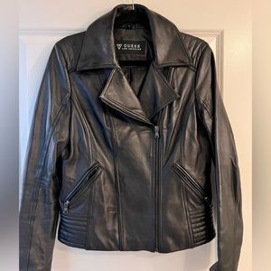 Guess Genuine Leather Moto Jacket